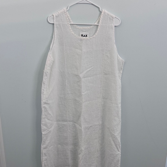 Flax Sleeveless Cream Linen Long Dress NWOT Size L - Picture 1 of 4